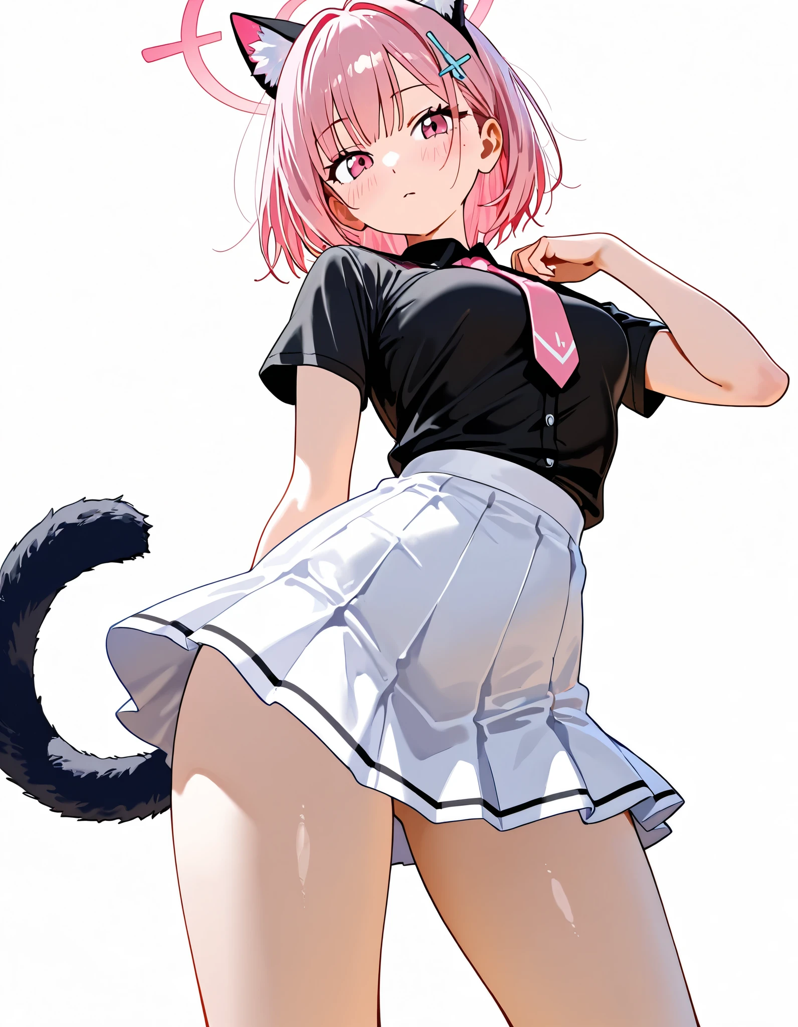 On all fours、Pink Short Hair、Small breasts。(Being pulled by a rope)、Attach collars and leashes、Pets、Obedience、Cat ear、7-year-old girl、Panting air，Provocative poses that make your face turn red，