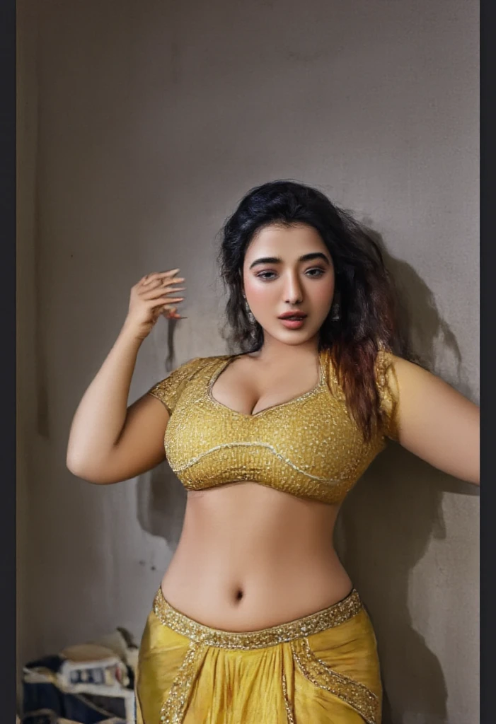 Foto RAW, photorealistic, photography, full body shot, master shot, goddess like beauty, perfect thick chubby mallu Desi aunty bhabhi, Wearing a Stanapatta, a chest-band.Saree model, model Photography, Indian saree shoot, Indian traditional wear advertising photography, traditional wear brand shoot, face of Indian actress Sonakshi Sinha, masterpiece, realistic, realism, incredible details, sensual pleasure, photorealism, detailed skin, skin pores, high contrast, photorealistic Artstation 8k HD digital art trend of high definition and detailed realistic skin texture, ultra detail, realistic skin texture, armature, best quality, ultra high definition, (photorealistic:1.4),, high resolution, detail, raw photo, Re sharp, by Lee Jefferies Nikon D850 Film Stock Photo 4 Kodak Portra 400 Camera F1.6 Lens Rich Color Ultra Real Realistic Realistic Textures Dramatic Lighting Unreal Engine Trending at Art Station Cinestill 800,(pele altamente detalhada: 1.2), 8k UHD, DSLR, soft-lighting, alta qualidade, grain of film, Fujifilm XT3,she didn't like to wear blouse or bra, she is happy to wear only saree, she hates blouse or bra,