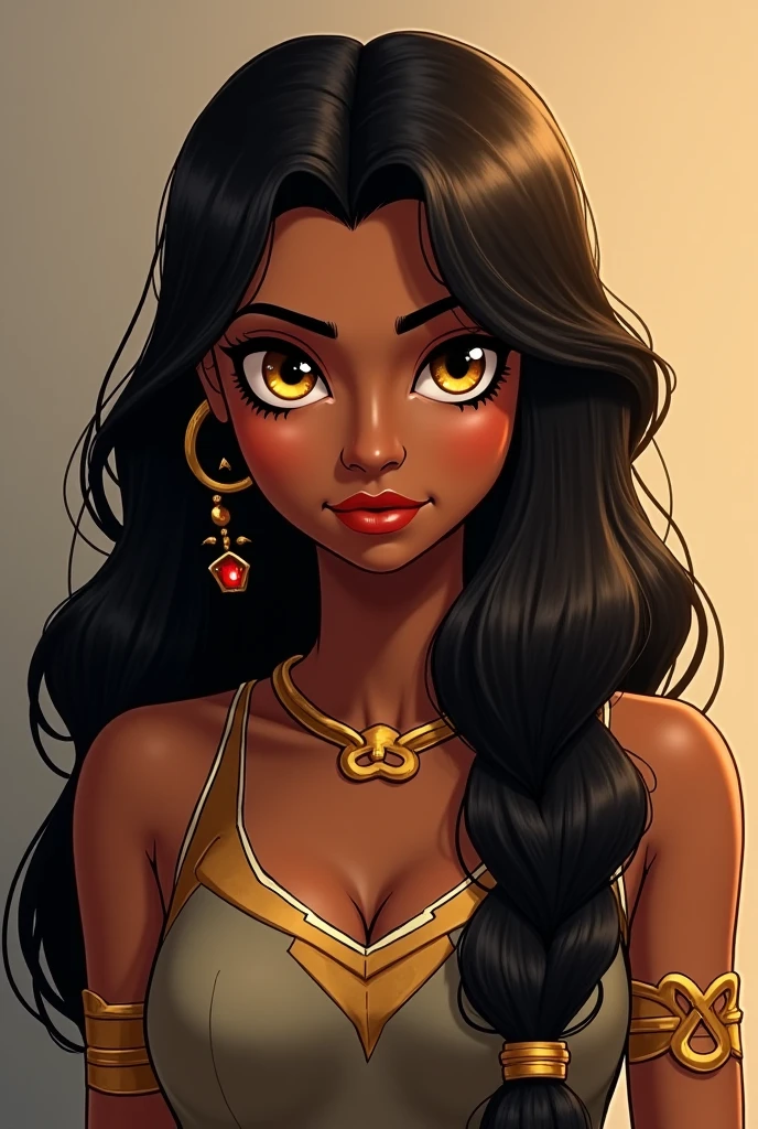portrait photo of a gorgeous black woman, dark-skinned goddess