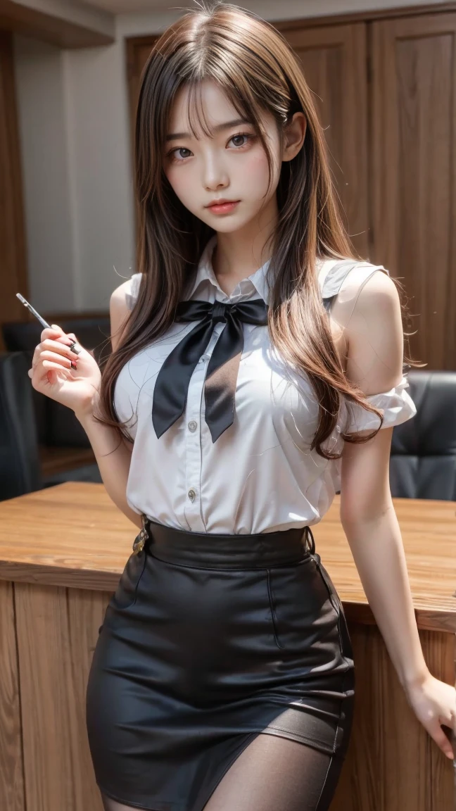 ((Medium-breasted, Small Head)), (Perfect Body: 1.1), (Young), (Short Wavy Hair: 1.2), (((School Uniform)), (Highly Detailed CG 8k Wallpaper), (Very Delicate and Beautiful), (Masterpiece), (Best Quality: 1.0), (Ultra High Definition: 1.0), Beautiful Lighting, Realistic Shadows, [Hi-Res], (((Realistic Skin))), Ultra Detail, A Little Thicker Thigh, ( Beautiful long hair), Beautiful big,(blush), photoreal, realistic face, realistic eyes, small eyes, (eyeliner), (mascara), ((thick white liquid dripping from the body))), (thick white liquid dripping from the body))))), (sticks between the breasts))), sexy, (sexy woman), (adult woman), (dark brown hair), photo of a woman at 20 years old, ( white lace panties), (sitting with legs spread on wooden chairs in classroom), (school uniform), blurred background,(black knee-high socks),(white shirt), loafers, realistic, long hair, lips, black socks, (black tie), (black pleated skirt), bangs, brown footwear, (shiny big), background school, (clear brown eyes),sitting, panty shots, Spread your legs, (glossy all over your body) (gloss on your body), ((Spread your legs wide)), Hands behind your back, Gloss on your legs, Gloss on your legs, sweat, Bangs, (Glossy on your legs), absolute areas,