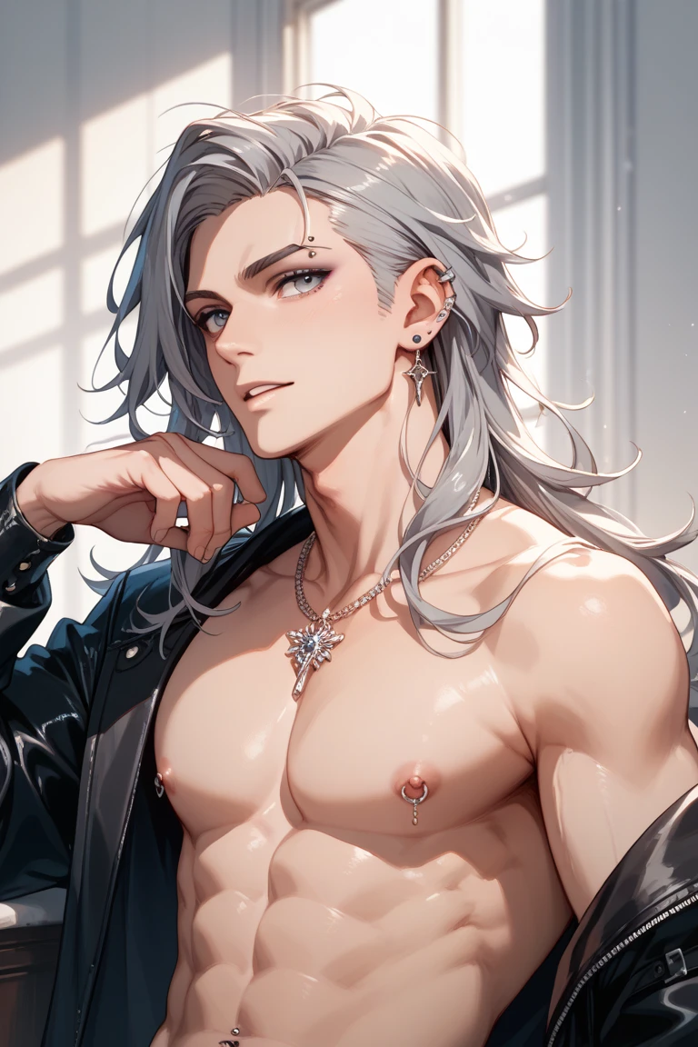 {best quality}, {very aesthetic}, {ultra-detailed}, {best illustration}, nsfw, {{1boys}}, bl, Boys love, gay, homo,anal,sex,long hair,anal,open legs,Completely naked,Silver Hair,blush,Semen from anal,Semen from the ass,Erect penis,Semen all over the body,,Semen dripping into anal,Completely naked,Slim body,beautiful,Hiding eyes with both hands,Eyes hidden by bangs,Long Bangs,Hold your legs with your hands,Fox ears,Fox Tail,look,Anal Pearls,Eyepatch on both eyes,Decorative eye patch,Restrained by chains,Semen dripping on skin,Rope marks on skin,,sex,Inserted