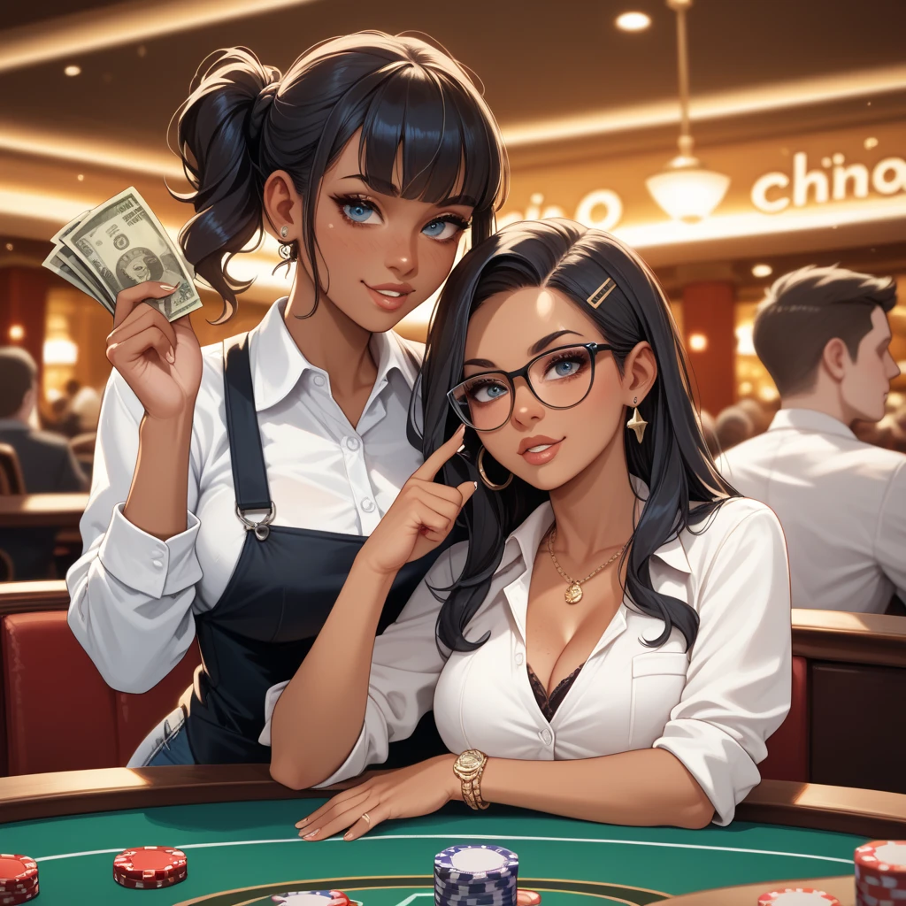 A bunch of pretty young women in various states of undress. They are sitting around a table playing cards (strip poker). Clothes are in the ante pile. They have colorful drinks. TV show
