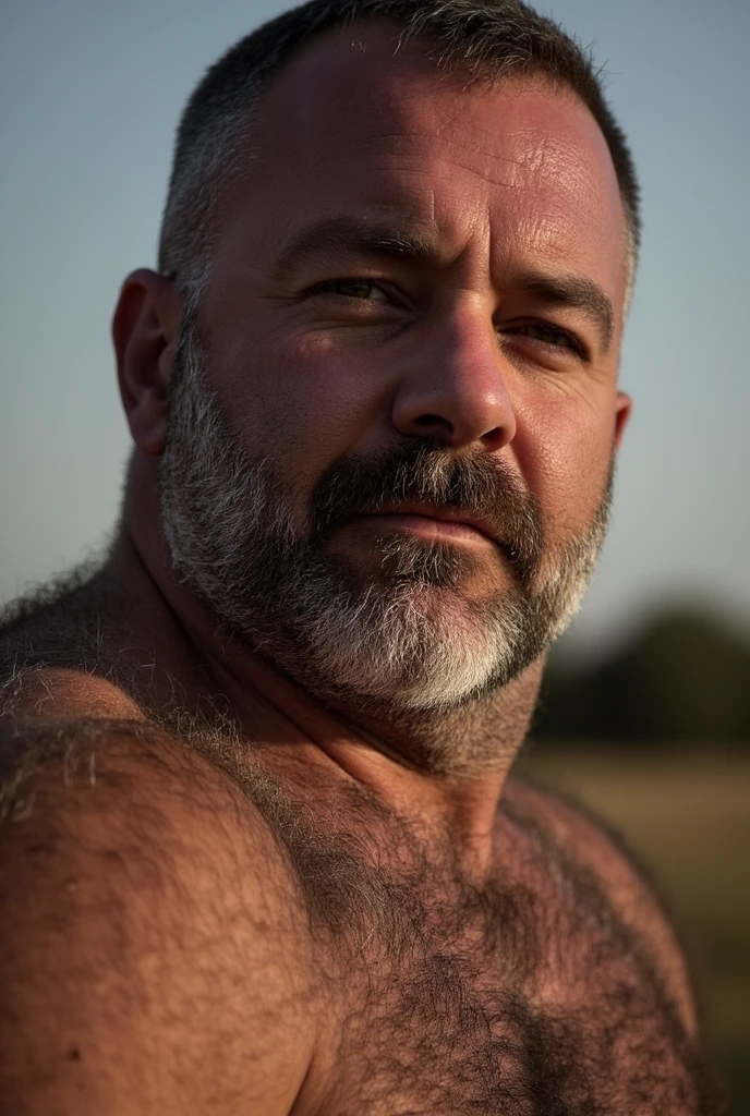 Hiperrealism, hiperdetailed, natural colors, soft light, 40 years old man, muscled, tall, hairy body, hairy cheast, virility, summer day, actor gay porn, very sexual And Handsome, bald, black beard, perfect body, perfect cock, snow mountain.