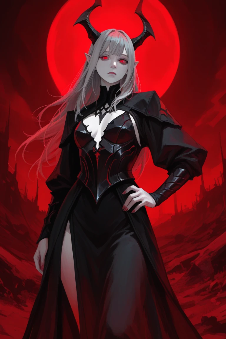 A woman with red eyes wearing a black cloak stands in the snow, Gothic Maiden Anime Girl, Nightcore, Beautiful Necromancer, Jan J, From Arknights, With eyes that glow red, Red eyes glow, Dark fantasy art, Glowing red eyes, Beautiful Necromancer girl, Cyberpunk anime girl in a hoodie, Highly detailed art gems