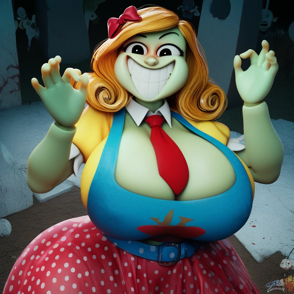 real photo of ukj (cookie monster) <lora:forky_v10:0.8>, seductive,  cleavage, confident, smiles