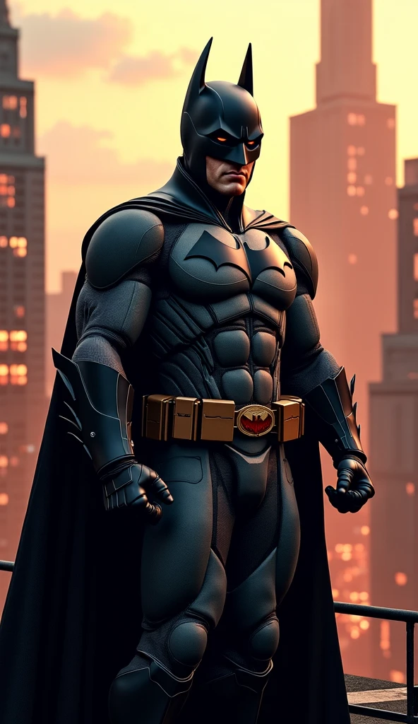 Batman in armor in the city and night raining super realistic and well detailed