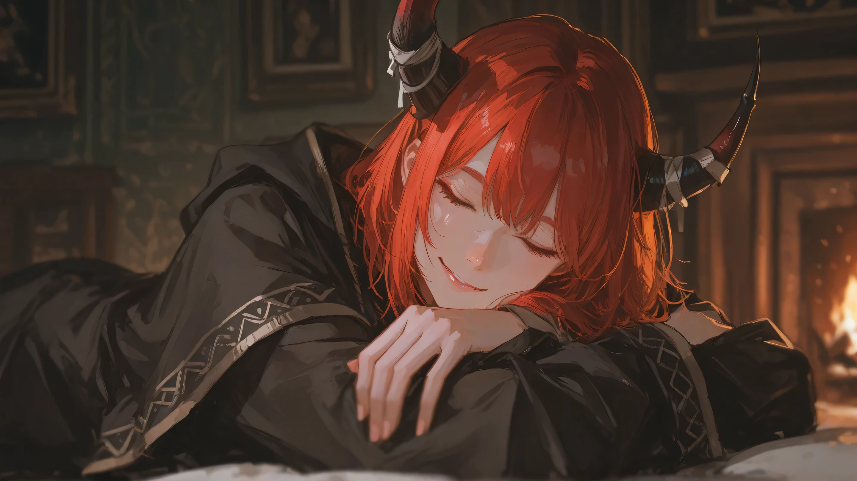 Mantle、girl、is sleeping、Peaceful、horn、god々like、Smile、inflammation、美like