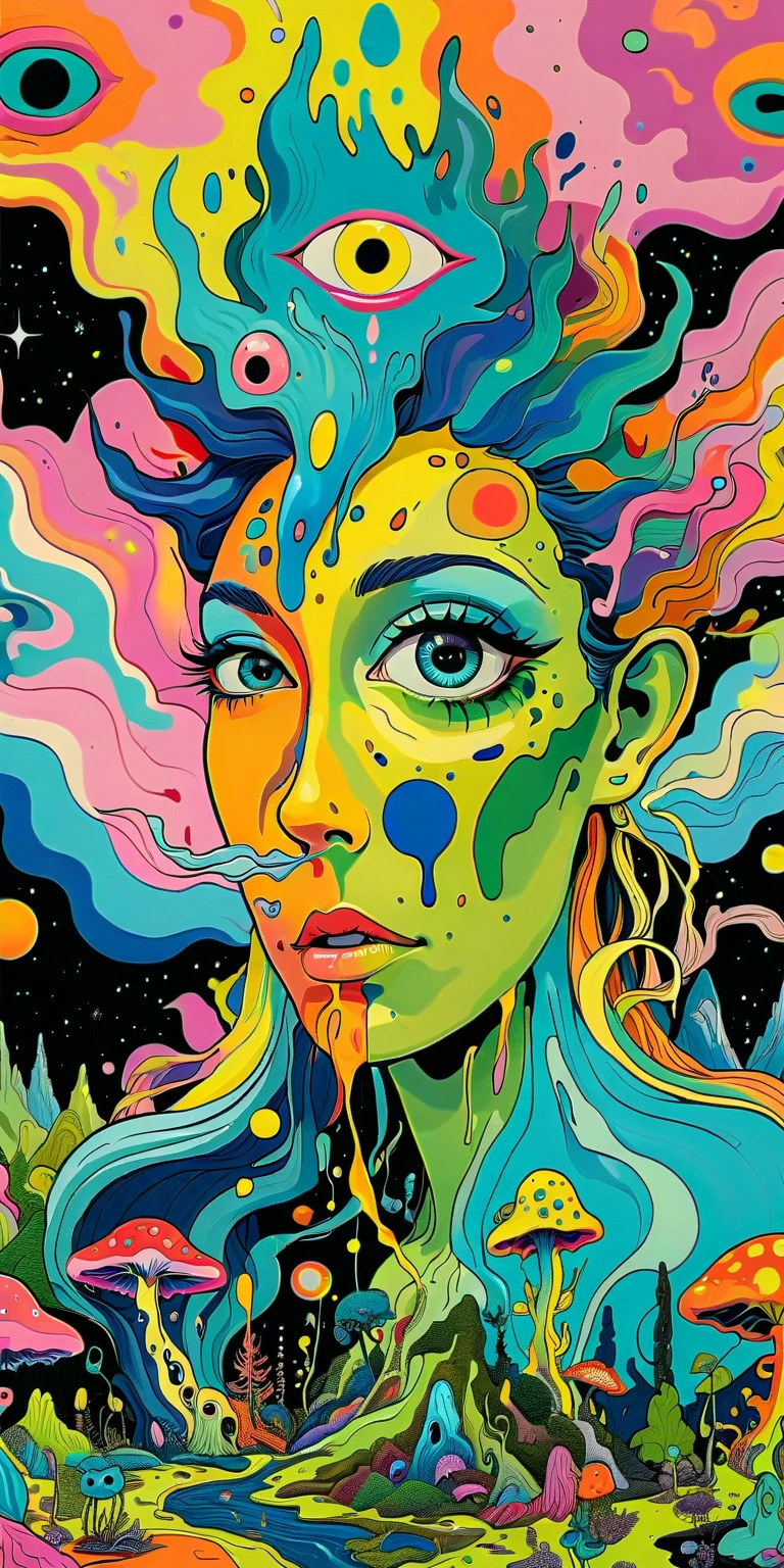 Psychedelic Abstract Art, many pussy, pussy Psychedelic, puzzling, melt, Bright colors, tumblr, Psychedelic Art, Psychedelic illustration, Psychedelic Trip, Psychedelic Trip, retro Psychedelic illustration, Psychedelic Art style, psychedelic style, Surreal psychedelic design, LSD Trip, Psychedelic Fever Dream, psychedelics, Shaman horror LSD art, psychedelics