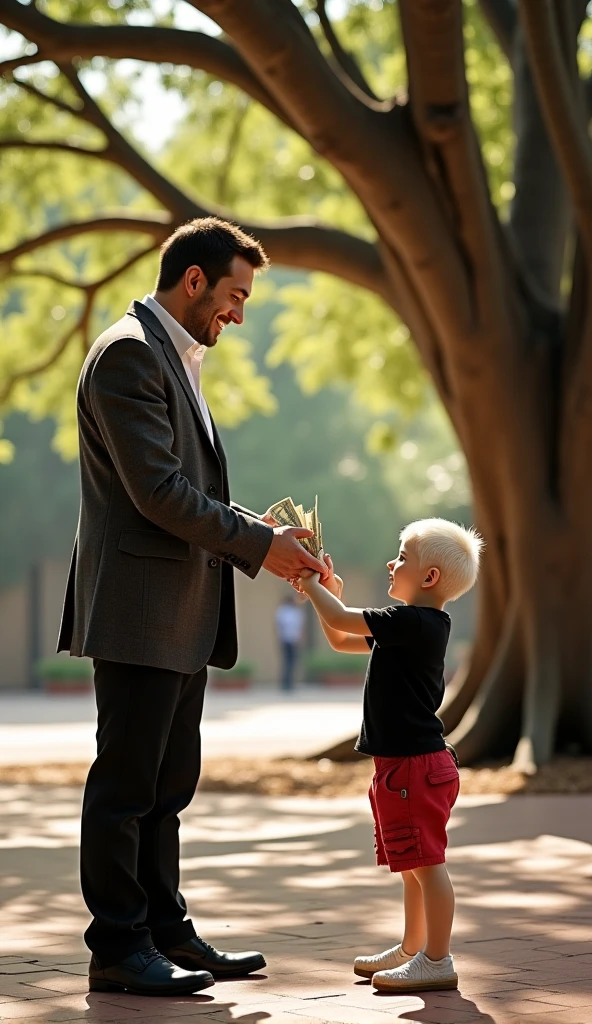 Lawyer giving paçoca to a teenager