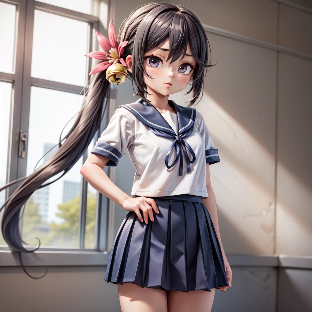 underwear、Girl、Girl、Primary school students、small、Black Hair,、short hair、The forehead is visible、Forehead、