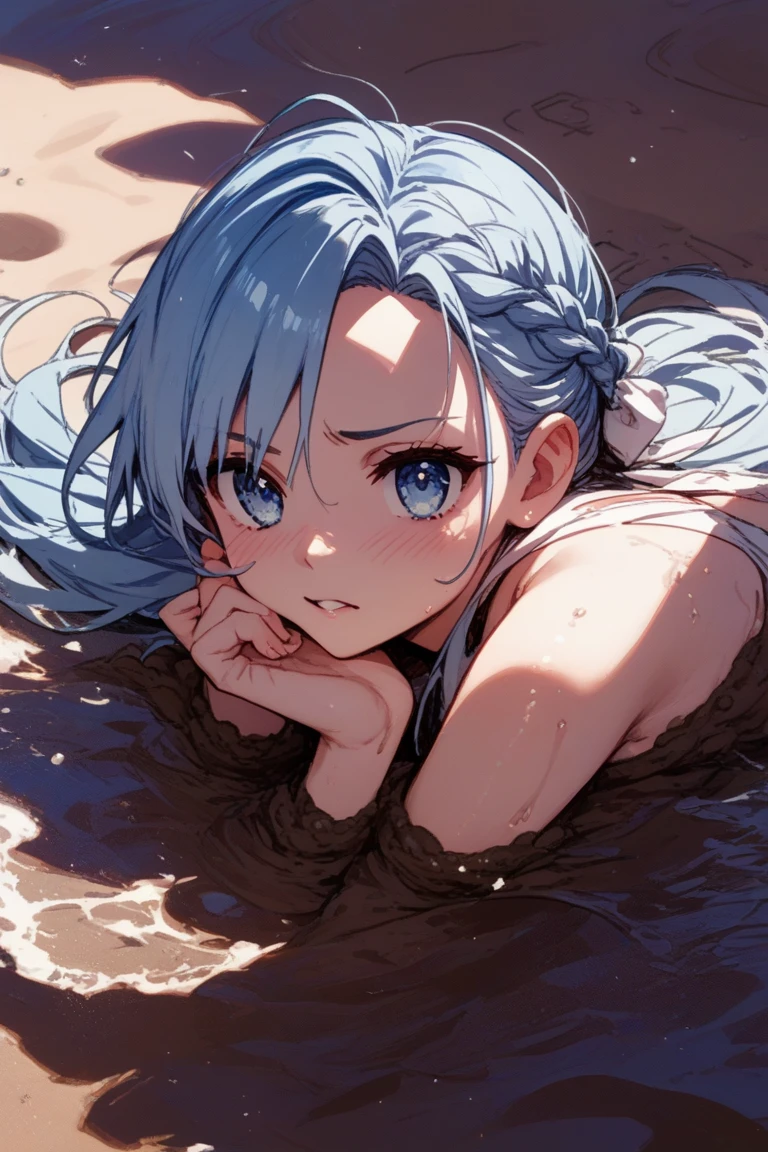 (masterpiece:1.2), hyper detail, best quality, (intricate_details:1.1), beautiful detailed, beautiful hair, solo, 1girl,ONE SIDE UP,(sweating:1.2),steam,heavy breathing,steam,blush,from above,shoulder,((black sey bra)),cleavage,dark,backlighting, shoulder focus,breasts focus,greasy breasts,breasts focus, shoulder focus,pov,hand behind head,armpit,upper body,Furina