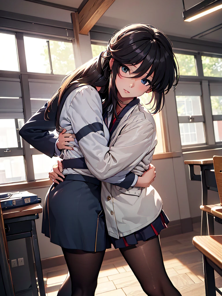 (masterpiece:1.2, highest quality, 8K, advanced details), (realistic, photorealistic:1.4), beautiful illustrations,
looking at the viewer, whole body, Front view:0.6,
1 female, 23 years old, Japanese, ((long black hair:1.5, Curly hair inside)), blown hair, bangs, ((height: 158cm, B cup breasts))
beautiful hair, beautiful face, beautiful and detailed eyes, (pink eyes:1.3), beautiful clavicle, beautiful body, beautiful breasts, beautiful thighs, beautiful feet, beautiful fingers, perfect anatomy:1.3, perfect anatomy
白いパンティー,
((Grasp the hem of the skirt with your right hand, Put your left hand on your chest, open your legs:1.3)),
(Look at the viewer while blushing:1.3)
((Long-sleeved white shirt with collar and buttons, (navy blue suit vest:1.6), Dark blue tight skirt:1.4, black pantyhose:1.3 choker)), ((Inside the department store:1.6))