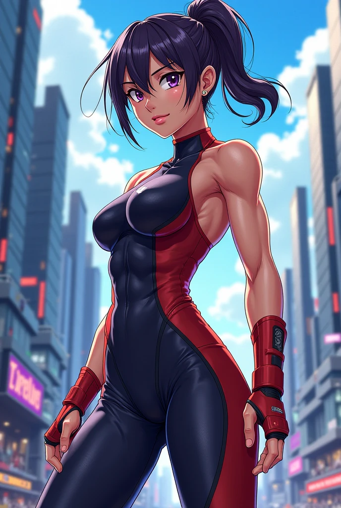 1girl, arte no estilo de Yusuke Murata, garota sozinha, cabelo curto, cabelo preto, olhos azuis, Garota de anime com tatuagens posando em uma roupa preta, arte digital de anime, garota anime sexy, menina de anime feminino, arte de anime , muscular!, big oppai , Ilya Kuvshinov, badass anime 8 k, arte de anime, cabelo cuberpunk, roupa sexy, exercise clothes, muito atratente, bikini, sensual,