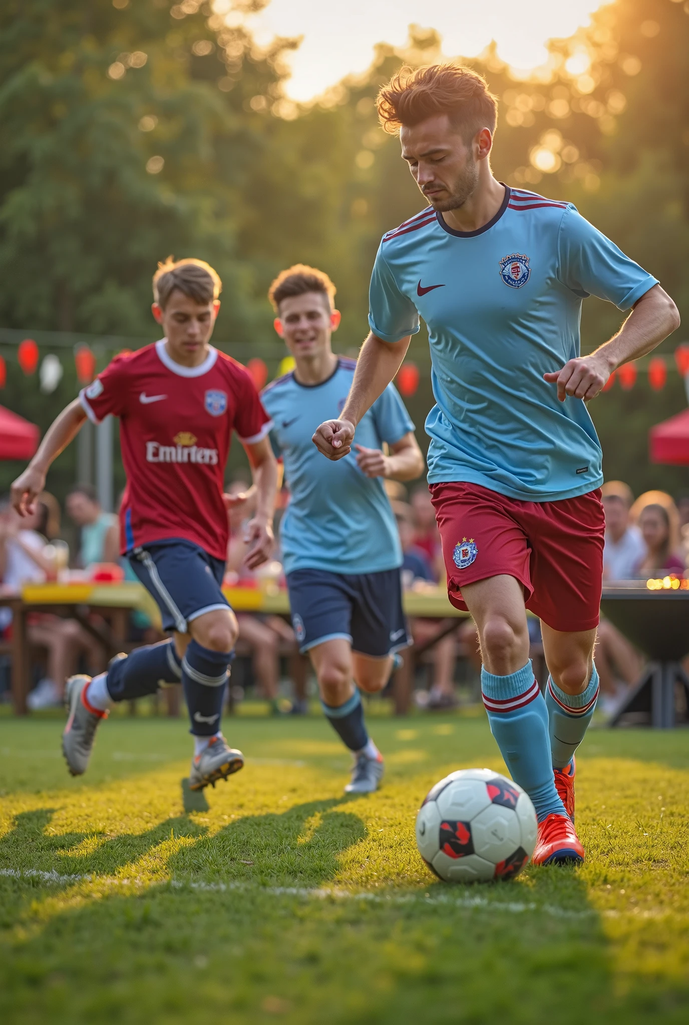 A photo, profile for Friday soccer review with soccer and barbecue