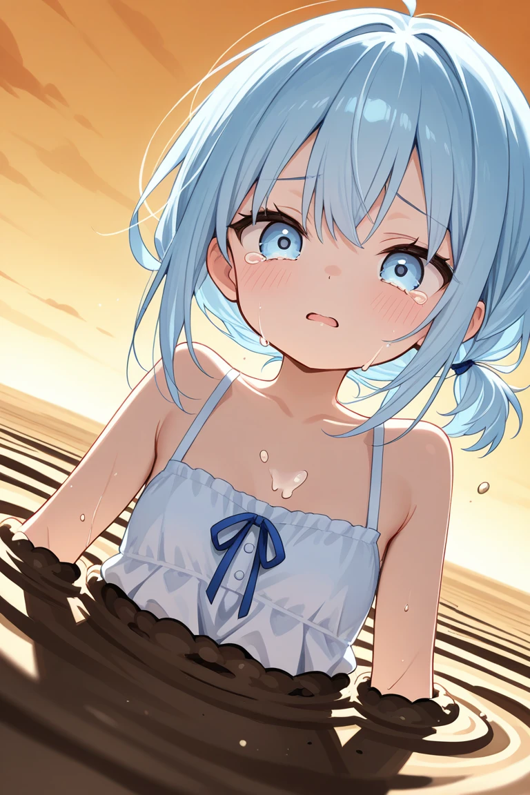 ((32k)), ((best quality)), ((ultra high res)), ((HDR)), ((UHD)), ((extremely detailed CG)), ((unity 32k wallpaper)), (((14 years old))), ((multicolored hair)), purple eyes, (((White competitive swimsuit))), (beach background), ((((embarrassed)))), (((wet body))), (((wet hair))), ((peer in from below)), (((cowboy shot))), (maid), (Maid clothes), (maid apron),