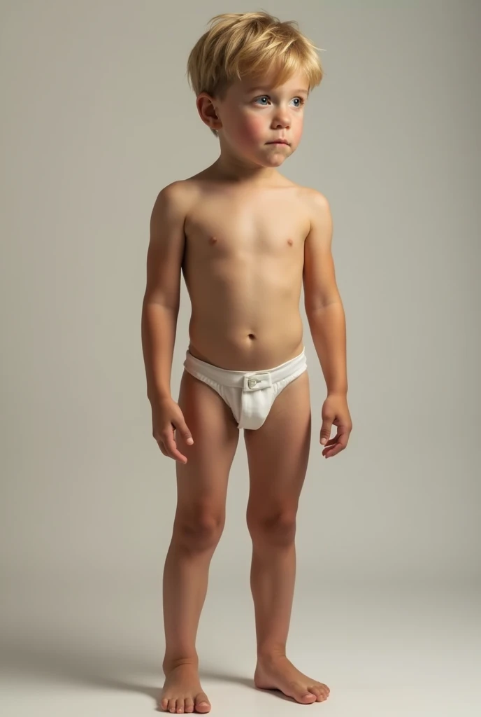 Japanese、12-year-old male、Well-developed muscles and smooth skin、very short black hair、Friendly and relaxed smile、Open mouth smile、Lightweight boxer shorts、The whole body is visible、in narrow bathroom、Guts pose