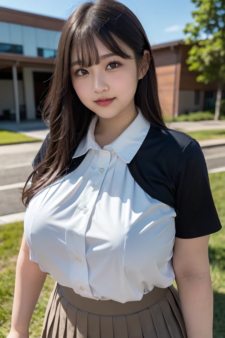 top-quality, masutepiece, High Definition, 16k image, Smartphone shooting、voyeurism、a baby face、Lori、About 、Beautiful junior high school student、wearing oversized shirt:1:1、 bad weather、look from above、(Hidden Face), Straight face、Muchimuchi、thick legs、thick thight、Slender big, Plump arms、(breasts pocket)、(Rocket Tits), Constricted waist, (Looking away), Boobs that are about to overflow, Confined space,Schools、 (thick legs)