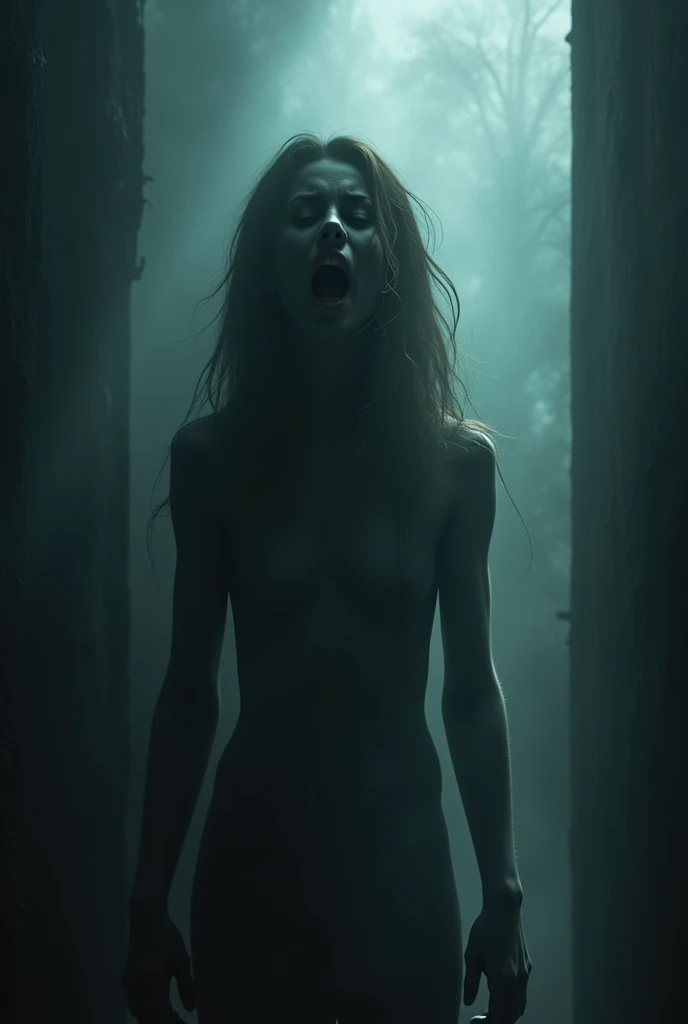 A beautiful detailed scandinavian woman 35 years old blonde hair , nude but covered in blood, kneeling in a dark forest surrounded by animal skulls, performing a shamanic ritual, dramatic lighting, moody atmosphere, dark fantasy, highly detailed, hyper-realistic, cinematic composition, dramatic shadows, strong contrasting colors, glowing eyes, haunting, ethereal, captivating, visceral, breathtaking, masterpiece