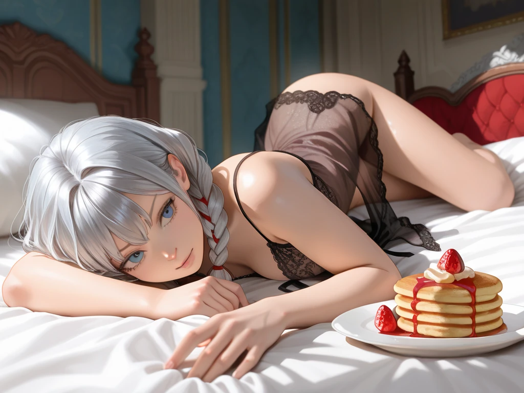 Shenhe Genshin Impact,3D,sexy lingerie,resting on stomach,horny