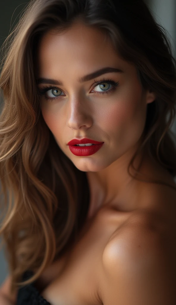 russian cum in face bigger size lips red lipstick deep cleavage wet body