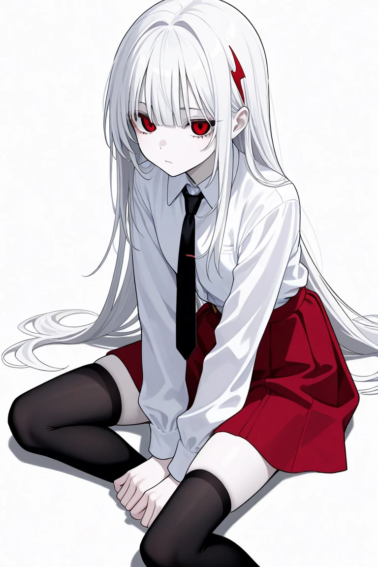 score_9, score_8_up, score_7_up, source_anime ,  <lora:Irisviel von Einzbern pony2:0.8>, irisviel von einzbern, white skirt, red shirt, shirt, long sleeves, 1girl, solo, long hair, red eyes, white hair, thigh boots, pantyhose, thighhighs, skirt, boots, smile, sits, blushes, background gradient, ass