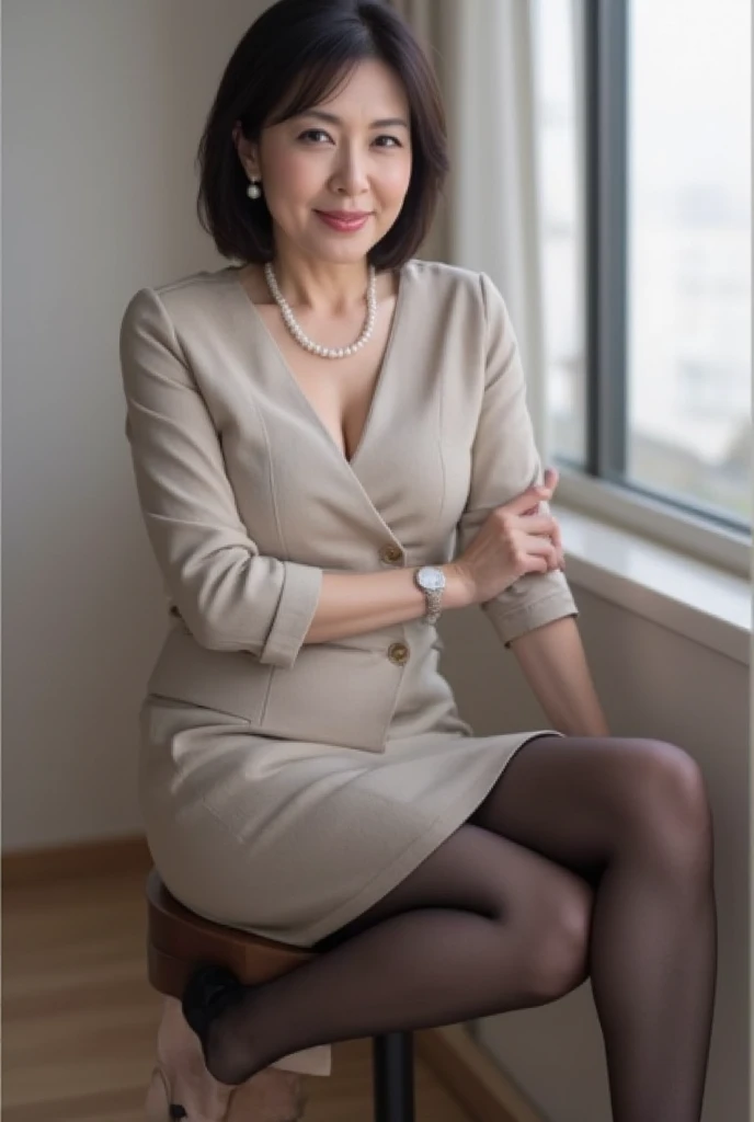 ((Highest quality)), ((8k)), ((masterpiece: 1.3)), (Perfect appearance), (Photorealism: 1.6), (JMA), (Who), (KE), (Genuine:1.4), 1 Mature Woman, Perfect Anatomy, 65 years old, ((Realistic skin texture)), (Fine lines on the skin), (Dull skin), (Facial wrinkles), (Wrinkles around the eyes), double eyelid, Tear bags under the eyelids, (corner of the eye), Thin eyebrows, Medium Long Hair, A gentle smile, (doctor), ((Standing posture: 1.3)), (In the hospital: 1.2),
