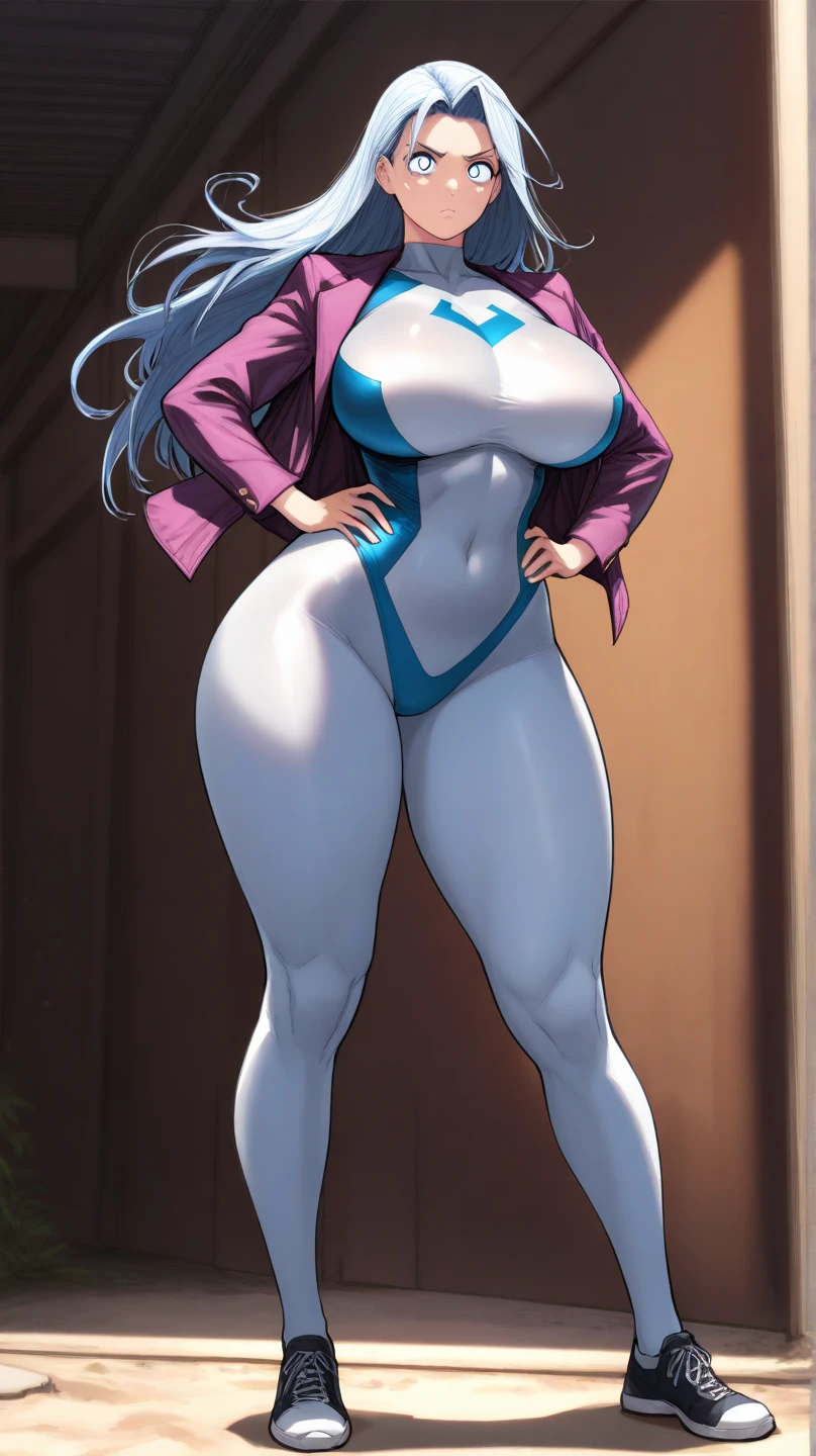 (Masterpiece, 4K resolution, ultra-realistic, highly detailed), (White costume superhero theme, charismatic, girl on top of the city, wearing white DC powergirl costume with cleavage, superheroine), (((gigantic breasts, sagging breasts))), [((23 years old), (long white hair:1.2), full-body, (blue eyes:1.2), (Powergirl dynamic poses), (above the sky, flying, clouds), (full moon)