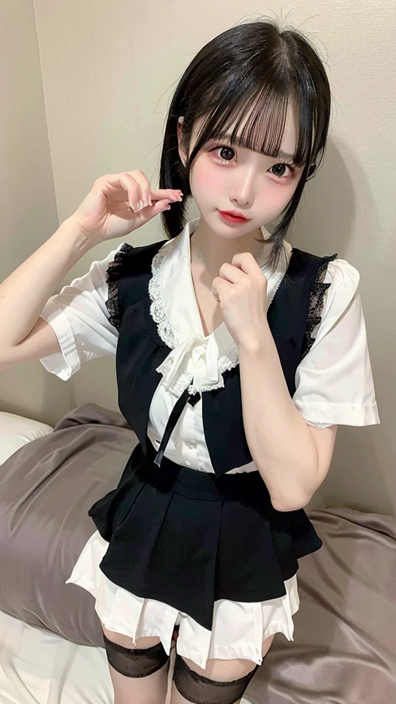 Raise your arms and place them behind your head 25Image of a Japanese woman around the age Beautiful breasts Are crying Beauty Brown Hair Wearing a large collar Mouth open facing straight ahead Photographed from the front I can see the tongue bangs Short Hair
