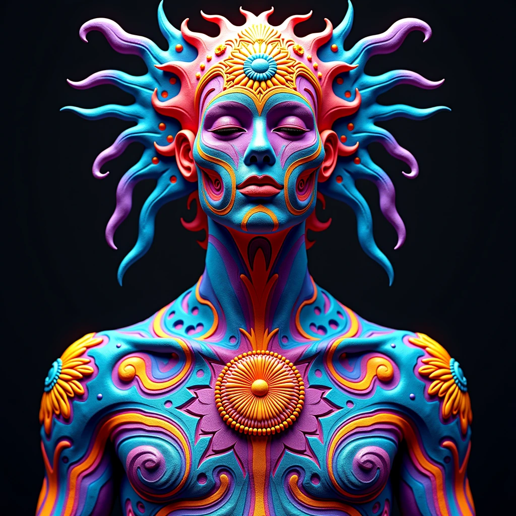 terence McKenna full body with psychedelic mushrooms, psychedelic, fractal, Claymorphism, cinematic lighting, dramatic, octane render, full body, trending on artstation, perfect facial symmetry, glassmorphism, mystical, bokeh, 8k, intricate, hyper detailed
