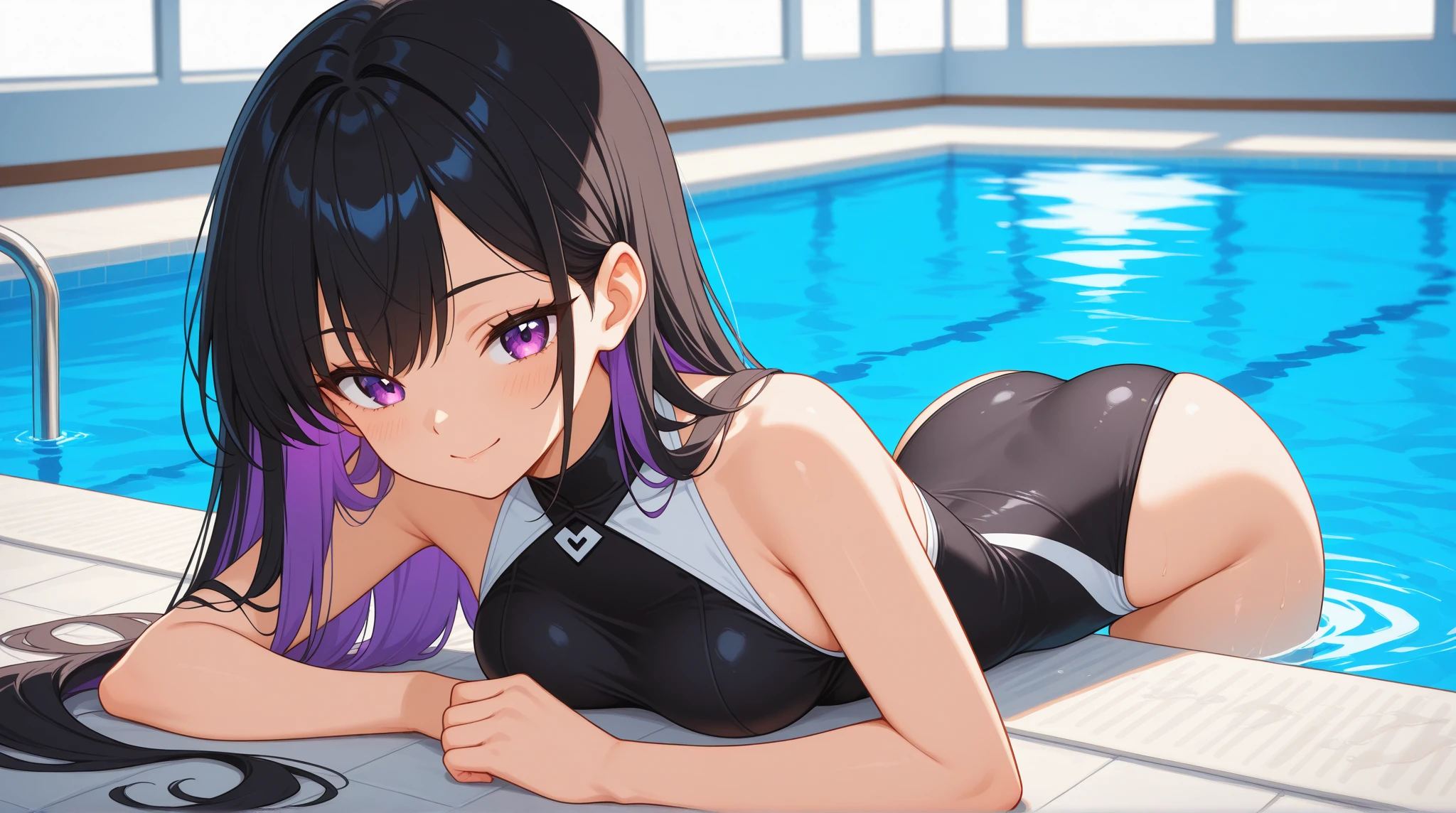 (masterpiece), (best quality), (detailed face),(ultra hi res:1.2),(illustration:1.3),(game cg:1.2),(official concept art:1.2), BREAK idolmaster, {{{honoka ayase}}}, (17yo,beautiful girl,cute girl),(beautiful black eyes),(beautiful black hair), (((semi long hair))),(ponytail),(wet hair),(pale orange skin),(wet skin),BREAK (midium breasts), (pube black hair:1.6)),((((white leotard)))),((((see-through)))),(((nudi-ty:1.6,top-less:1.6,bottom-less:1.6,expose breasts,breasts out))),BREAK (embarrassed),(smile), ((one eye closed)),(open mouths),((tongue out)),(deep breathing),(blash),BREAK,(((do the full splits))),(arms behind back),BREAK (indoor),(gymnastics floor),(mat),