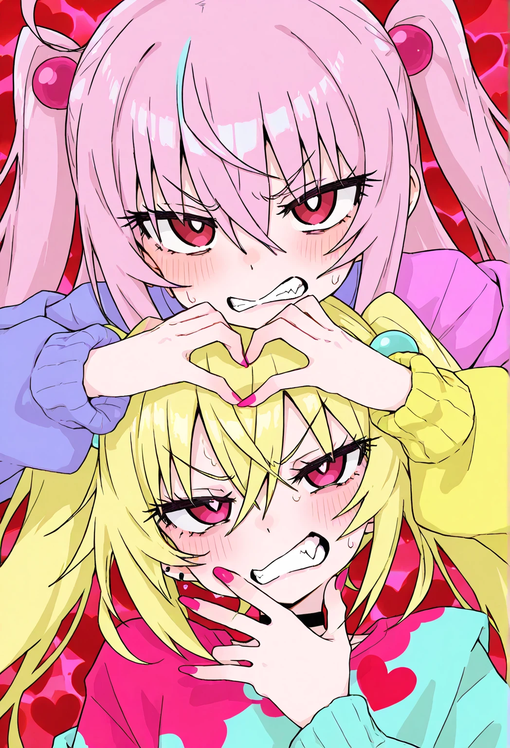 demia, long hair, blonde hair, full body, (green eyes:1.3), red eyeshadow, pink hair, braid, multicolored hair, single braid, gradient hair, Jester hat, jester Cap, topless, huge exposed breasts, puffy nipples, lime green highleg leotard, lime green latex, long legs, lime green thighhigh, high heels, lime green glove