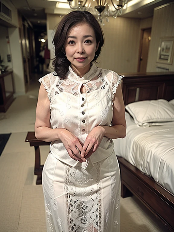 (Top image quality、top-quality、Top resolution、masterpiece)、a matural female、45 yers old、being thin、no-makeup、(Wearing silver and gold lace underwear)、(stand and lean your body)、(Old house)、Jumbled background、 (Messy room:1.5)、Underwear, cosmetics, jewelry, and dolls are scattered around.
