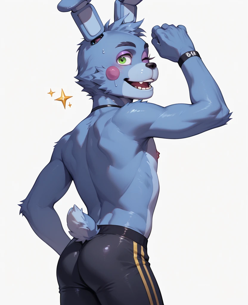 Anthro Dalmatian guy, male, gay, cute cgi style, handsome, blue eyes, blue ball cap, fit slim body, lean curvy torso, toned plump butt, plump round glutes, thick butt, solo, standing upright, nude, sexy gay plump ass, ass facing viewer
