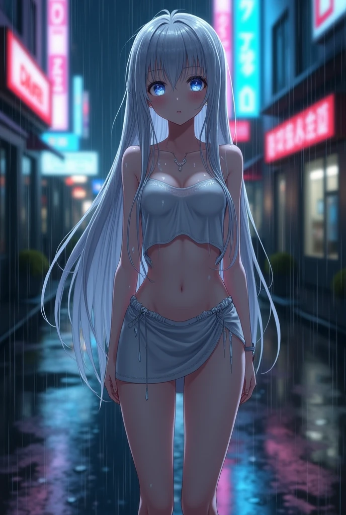 Top image quality、A beautiful face drawn in the ultimate detail、Clear eyes、NSFW、rain is falling、Middle of the road、Dancing、Looking up angle、Girl in a duo、Nude Models、zori、The morning sun shines in the light、fullnude、barechested、barechested、14years、fullnude、Luxurious hair ornament with feathers、2.5th Dimension Girl、８Head and body、A slender、Little devil smile、Very skinny、Luxury、skinny、Ribs、A-cup breasts、discreet breasts、Smaller chest、tiny breasts,small tits、beauty legs、Constricted waist、dented belly、Beautiful silver-purple hair、3 Collage、Looking up angle,Knitted sandals、Backgrounds that look like real photos、anklets、Crowd background、sloppily opening legs、wetting hair、Soaking wet nude body