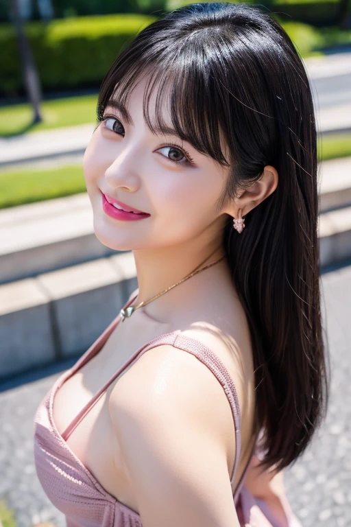 (RAW photo, best quality), (realistic),photo, best quality ,masterpiece, an extremely delicate and beautiful, extremely detailed, CG ,unity, 2k wallpaper, finely detail, masterpiece, best quality, huge filesize, ultra-detailed, highres, extremely detailed, 1girl, slim body,(strapless crop top), close up, portrait, porcelain skin, 1girl, solo, jewelry, earrings, brown hair, long hair, bangs, realistic, extremely detailed face, extremely detailed eyes, ((grin)), rainy , twnayeon, bunnyunnie, <lora:xelors_TwiceNayeon_v2.0:0.850>