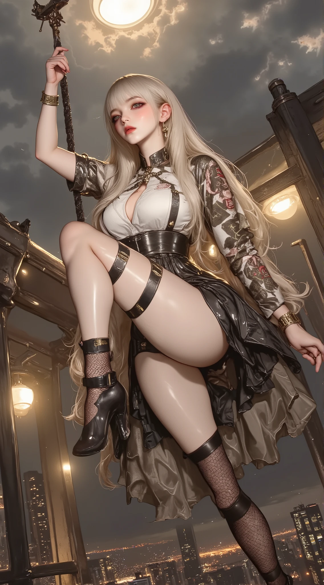 ((masterpiece)), (best quality), official art, extremely detailed CG, unity 8k wallpaper, ultra detailed, highly detailed, detailed background, vivid color, photorealistic, perfect lighting, best illumination,
1girl, solo, long hair, breasts, looking at viewer, blonde hair, hat, dress, cleavage, jewelry, medium breasts, full body, luxuary hotel,
sitting, spread legs,
braid, earrings, shoes, nail polish, high heels, twin braids, bracelet, legs, short dress, cleavage cutout, garrison cap, wearing edgToxic,