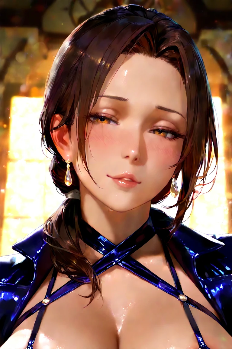 ((night、realistic light、highest quality、8K、masterpiece: 1.3))、1 girl、slim beauty: 1.4、(brown hair、medium breasts: 1.3)、Pink long sweater: 1.1、Bathroom、extra thin face、delicate eyes、 double eyelid、smile、necklace、brown eyes