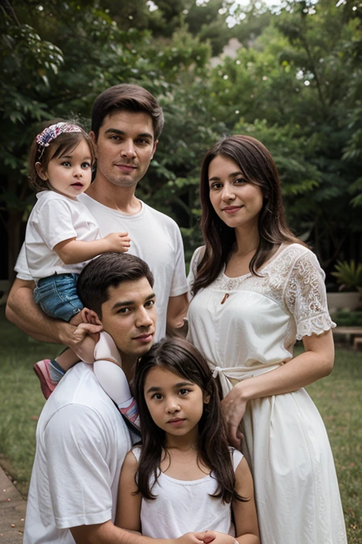 father family, mother, children with similar traits
