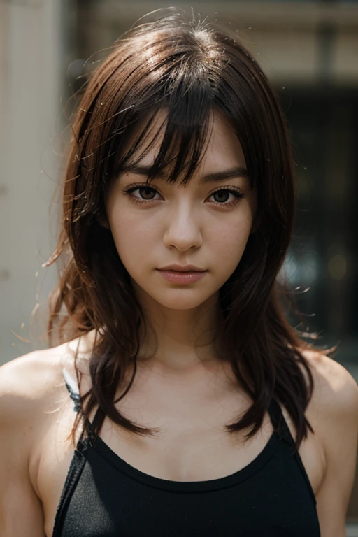 ((top-quality,8k,tmasterpiece:1.3)),Sharp focus:1.2,perfect body type:1.4,The top is translucent,A plump chest:1.2,Bare thighs((dark brown hair,:1.4)),swim wears,downtown area:1.2,Highly Detailed Face and Skin Textur,Detailed eyes,二重まぶた
