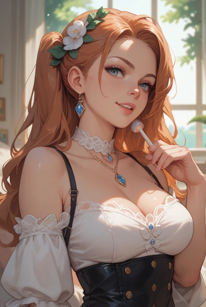 hippie girl, long colorful hair, radiant face, sparkling eyes, dd cups, background flower garden,<lora:jpcosermix:0.5>