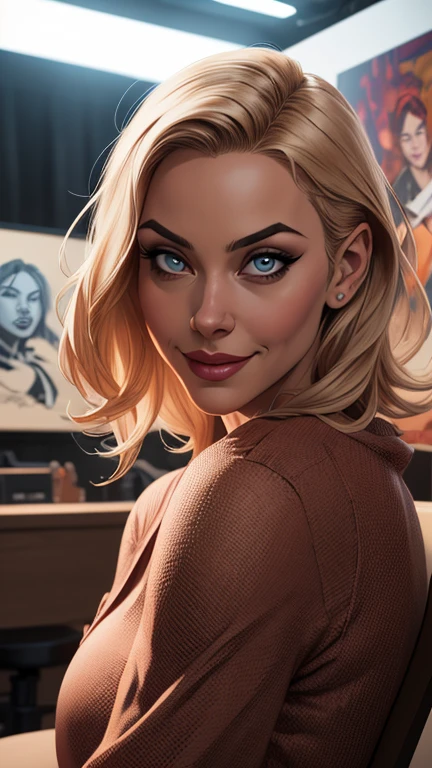 (best quality,4k,8k,highres,masterpiece:1.2),ultra-detailed,(realistic,photorealistic,photo-realistic:1.37),portrait of european girl,(beautiful,attractive,striking) face,(upper body,shoulders),(hair,locks) falling over one eye,(medium sidecut),(blonde,light-colored) hair,sharp focus,(black,business) suit, (elegant,formal),(confident,graceful),subtle smile, (piercing,intense) eyes, (delicate,feminine) features,(vivid,eye-catching) colors,sleek and professional appearance,vibrant lighting, (soft,subtle) shadows,subtle hint of (warm,golden) tone,studio setting