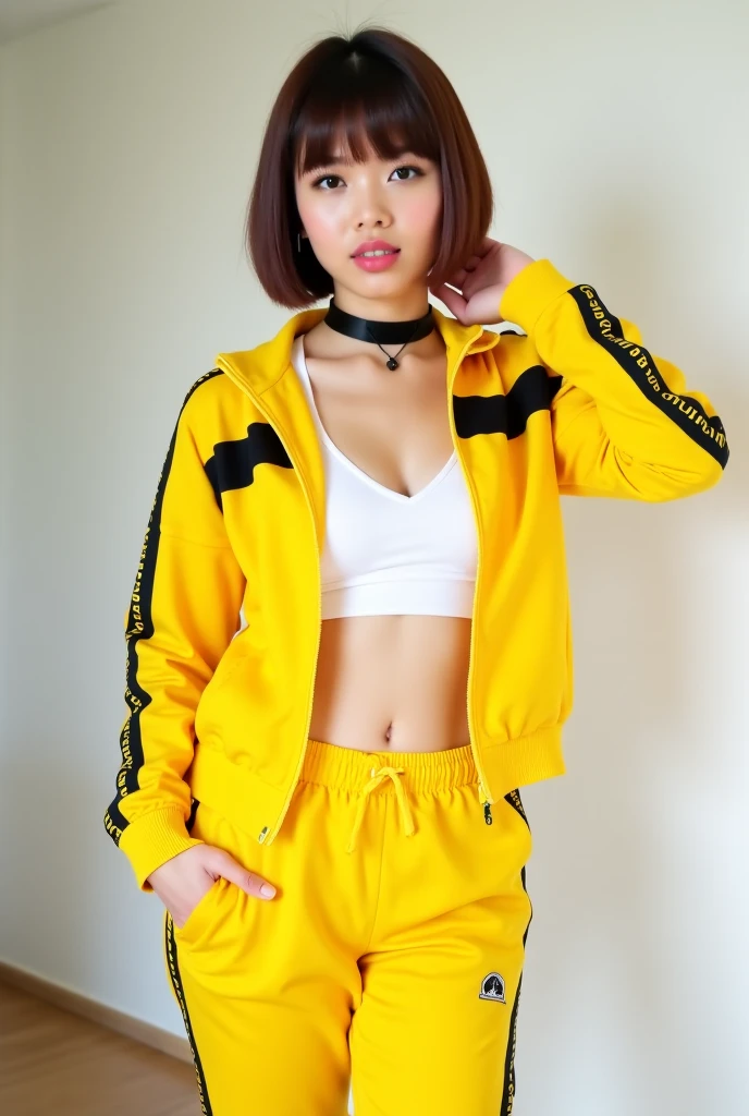 buatkan saya gambar,hyper real realistis. Seorang pemuda wajah indonesia 30 tahun. Penampilan rapi. model rambut undercut, sedikit tersenyum. sedang menunjukkan jari jempol dan klingking.memakai hoodie warna hitam dan di lengan sebelah kanan nampak warna kuning melingkar di bagian sikut, celana kolor pendek, sendal jepit. Sedang duduk santai di eskalator bagian atas. gambar terlihat dai bawah eskalator.suana mol.banyak orang sedang berbelanja.gunakan kamera sigma.lensa sigma.