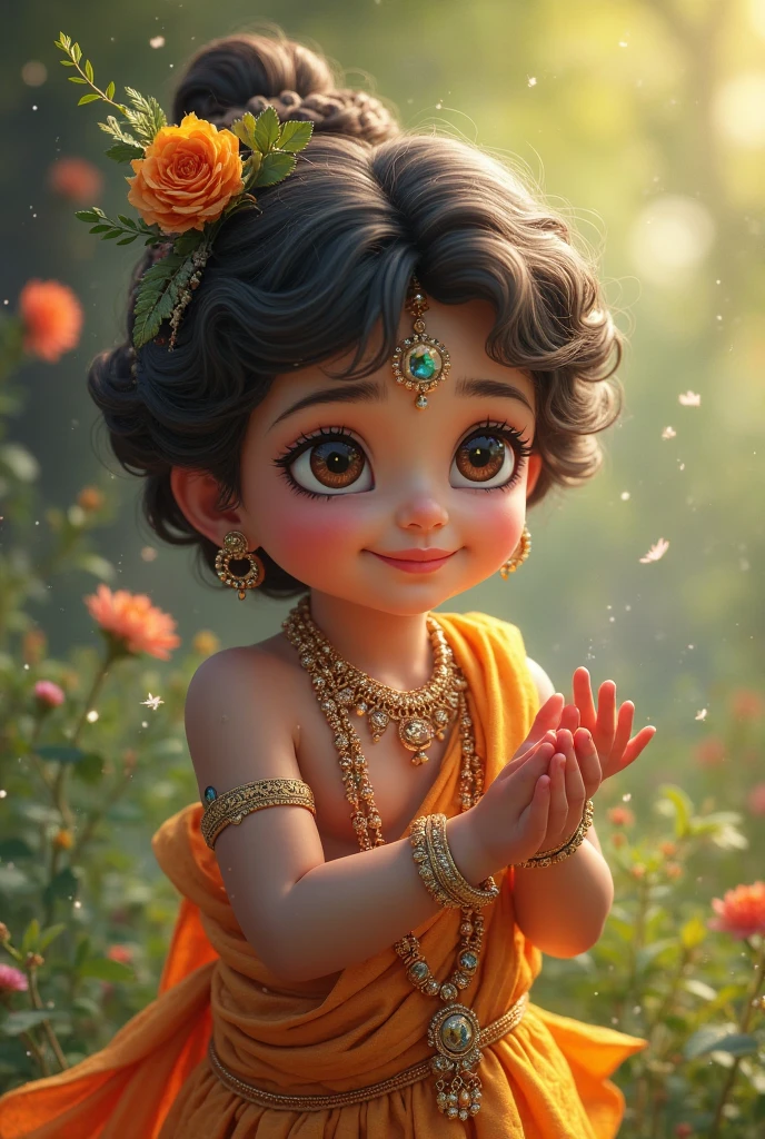 Cute childhood kanha peeping out from a corner