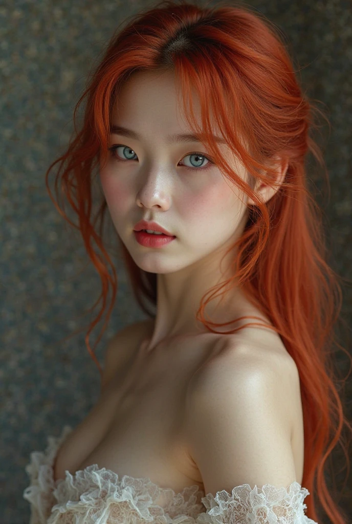 Upper body naked、Bare Chest、 fully exposed、Nipples fully visible、No bra、Red Hair、I'm not wearing a bra、Realistic, High resolution、Slim figure、The whole body of a beautiful woman with a beautiful body,Nipples fully exposed、Clear shiny red hair、Moist eyes、Blue Eye、A seductive, naughty look、Naked whole body、Full body of a beautiful woman、Breasts fully exposed、Red cheeks and embarrassed look、Pink nipples are fully visible、One beautiful girl, Very beautiful detailed face, (Beautiful breasts:1.3), (Slender body:1.2), (Fully open chest and uniform:Fully exposed breasts from 1.3), Twin tails, pubic hair, Camel toe details, Shabby room, (Beautiful Face:1.2), Conceptual Art, The shirt is open in the front, exposing the chest、Nipples fully visible、Beautiful collarbone、Beautifully shaped bust is fully visible、high quality, Realistic, Very detailed CG 統合 8k 壁紙, Very detailed, High resolutionRAWカラー写真, Professional photography, Realistic portrait, Cinematic Light, Beautiful details, Super detailed, Attention to detail, Sexy Art, Spread your legs,