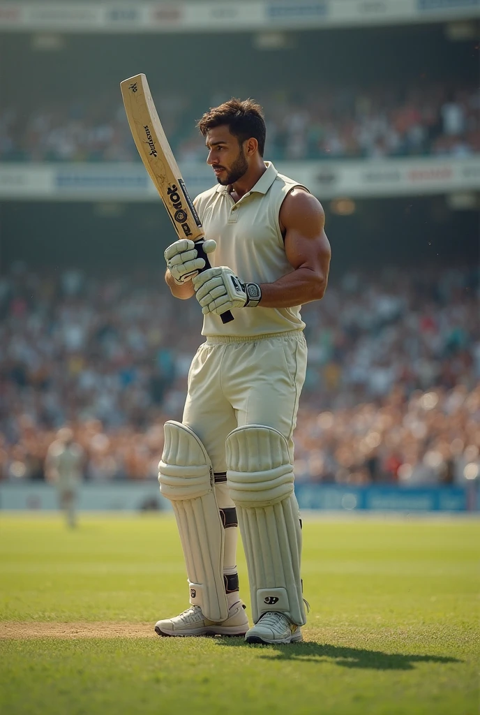 Male, cricketer, face to viewers 