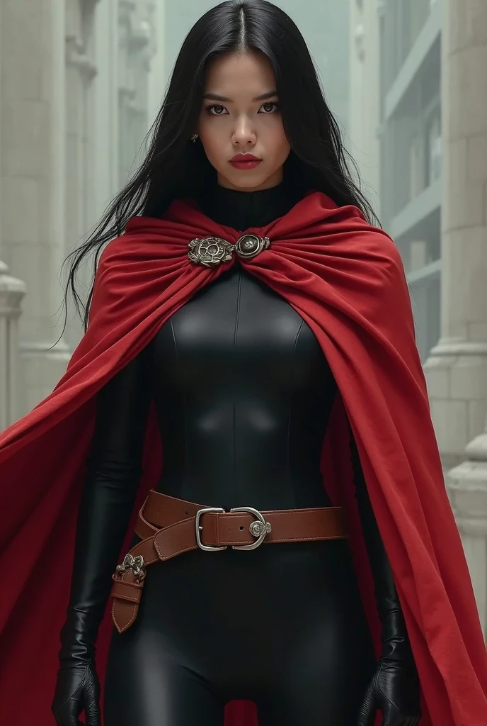 Little red riding hood transformed into an assassin from Assassin's Creed. shed her traditional cape, donning a sleek, black hooded outfit. Her red riding hood became a hood with pointed ends, blending into the shadows. She bore the insignia of the Assassin's Creed, a hidden leaf, on the hidden part of her hood. Her eyes sharpened, reflecting the intensity and focus of a highly skilled assassin. Her face, once innocent and rosy, was now masked by a veil of mystery and danger. Her lips were pressed into a thin line, her gaze unwavering, her demeanor cold and calculated. Her figure was lithe and
