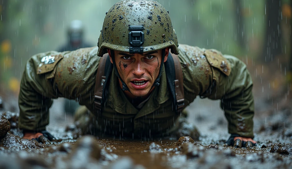 cinematic film still of <lora:Cinematic Vintage Hollywood Film Style:1> sharp detailed,
a camouflaged man, face covered in military paint, partially submerged in water, staring at viewers with a serious look on his face, covered in fog haze, cinematic vintage Hollywood film style , shallow depth of field, vignette, highly detailed, high budget, bokeh, cinemascope, moody, epic, gorgeous, film grain, grainy