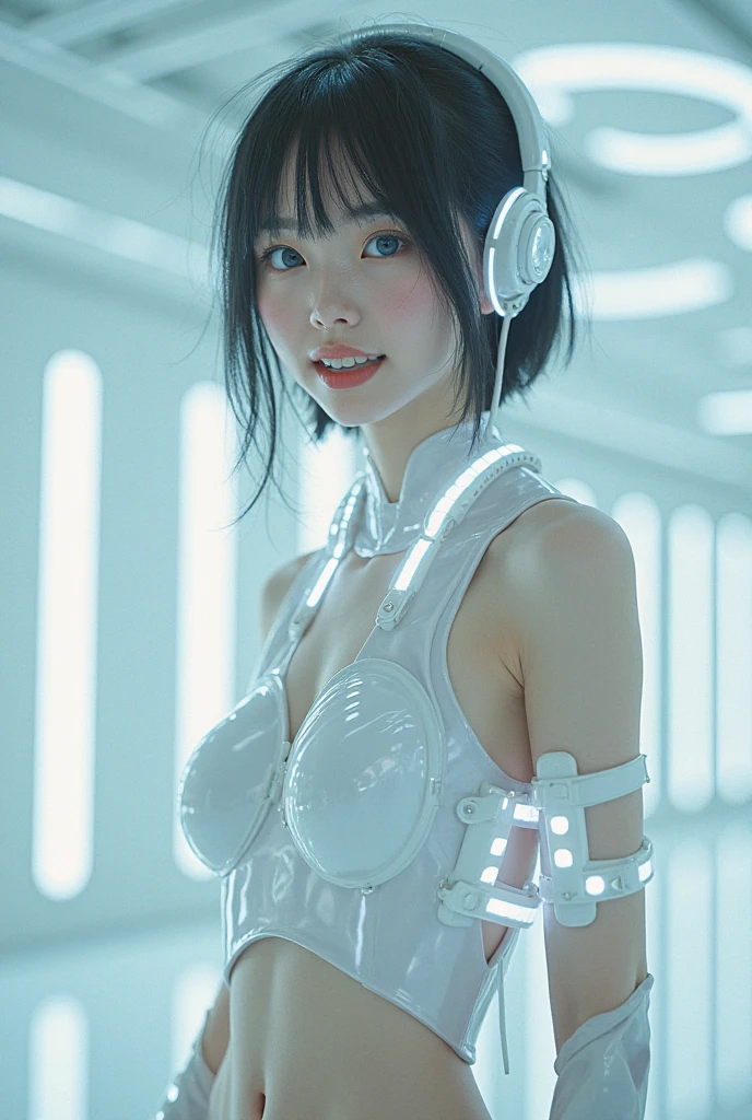 ((highest quality)), ((masterpiece)), (very detailed:1.3), 3D, beautiful (cyber punk:1.3)Arafed woman wearing bikini and headphones posing for a photo, science fiction characters, cyber punk2 0年.  operate a computer terminal、Female hacker with thick and voluminous hair, computer server, LCD Screen, fiber optic cable, corporate logo,HDR (high dynamic range),ray tracing,NVIDIA RTX,super resolution,unreal 5,Scattered under the surface,PBR texturing,Post-processing,anisotropic filtering,Depth of written boundary,maximum clarity and sharpness,multilayer texture,Albedo and specular maps,surface shading,Accurate simulation of light-matter interactions,perfect proportions,octane rendering,two-tone lighting,Low ISO,White balance,Rule of thirds,wide caliber,8K RAW,efficient subpixel,subpixel convolution,luminescent particles,