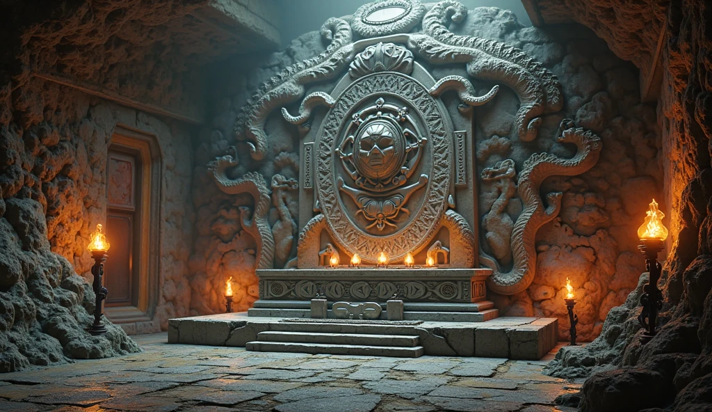 (best quality,4k,8k,highres,masterpiece:1.2),ultra-detailed,(realistic,photorealistic,photo-realistic:1.37),((goblin king throne)), ((goblin lair: 1.5)), ((cave, obsidian cavern)), ((scratch banner)), ((totem, tribal, skulls, spikes)), dark :1.4, general shot,dark,ominous atmosphere,dramatic lighting,cold color palette,demonic energy emanating,powerful presence,ethereal beauty,herculean strength,captivating,unsettling presence,haunting and mesmerizing,horrifyingly enchanting