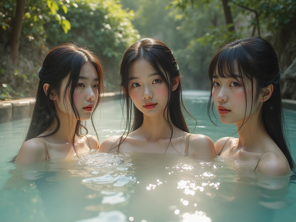 NSFW, full nude, onsen, full body, Photo of multiple girls and a man kissing, kissing his face, bald and fat old man, Pose with movement:2, master piece:1.3, best quality:1.3, 16K, Raw photo, realistic photo, Super realistic, shiny skin, detailed skin, detailed face, detailed eyes, real person, photorealistic, black hair, eyes are black, shiny hair, girls with open mouth and closed eyes, perfect body, embarrassed
